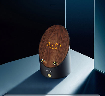 Wooden Induction Speaker Clock — Set Phone Down, Sound On (Bluetooth Optional)