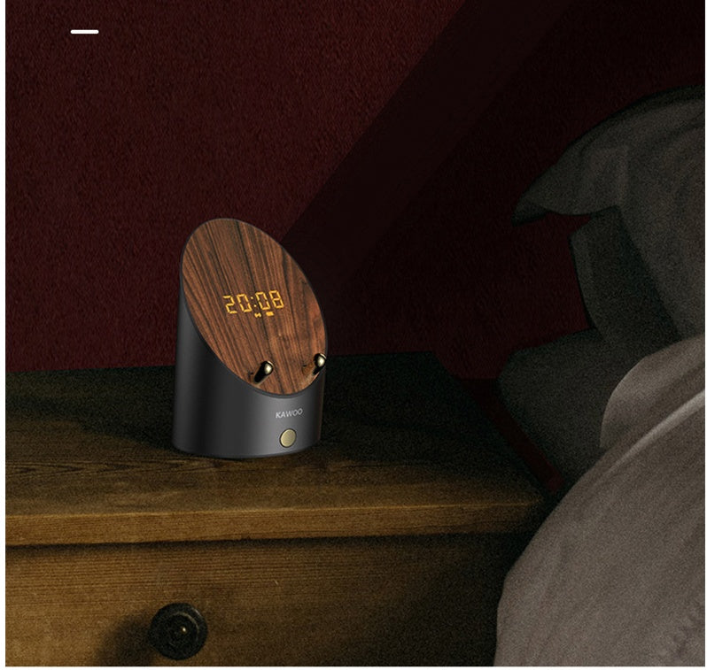 Wooden Induction Speaker Clock — Set Phone Down, Sound On (Bluetooth Optional)