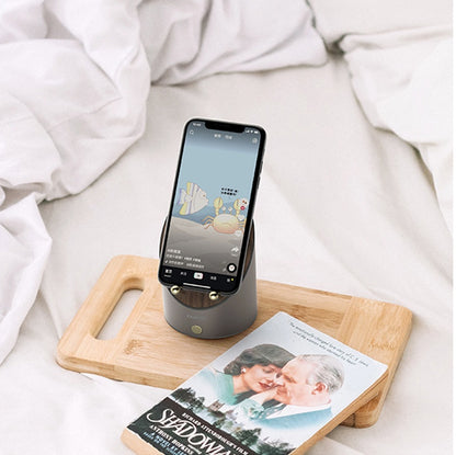 Wooden Induction Speaker Clock — Set Phone Down, Sound On (Bluetooth Optional)