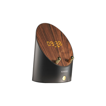 Wooden Induction Speaker Clock — Set Phone Down, Sound On (Bluetooth Optional)
