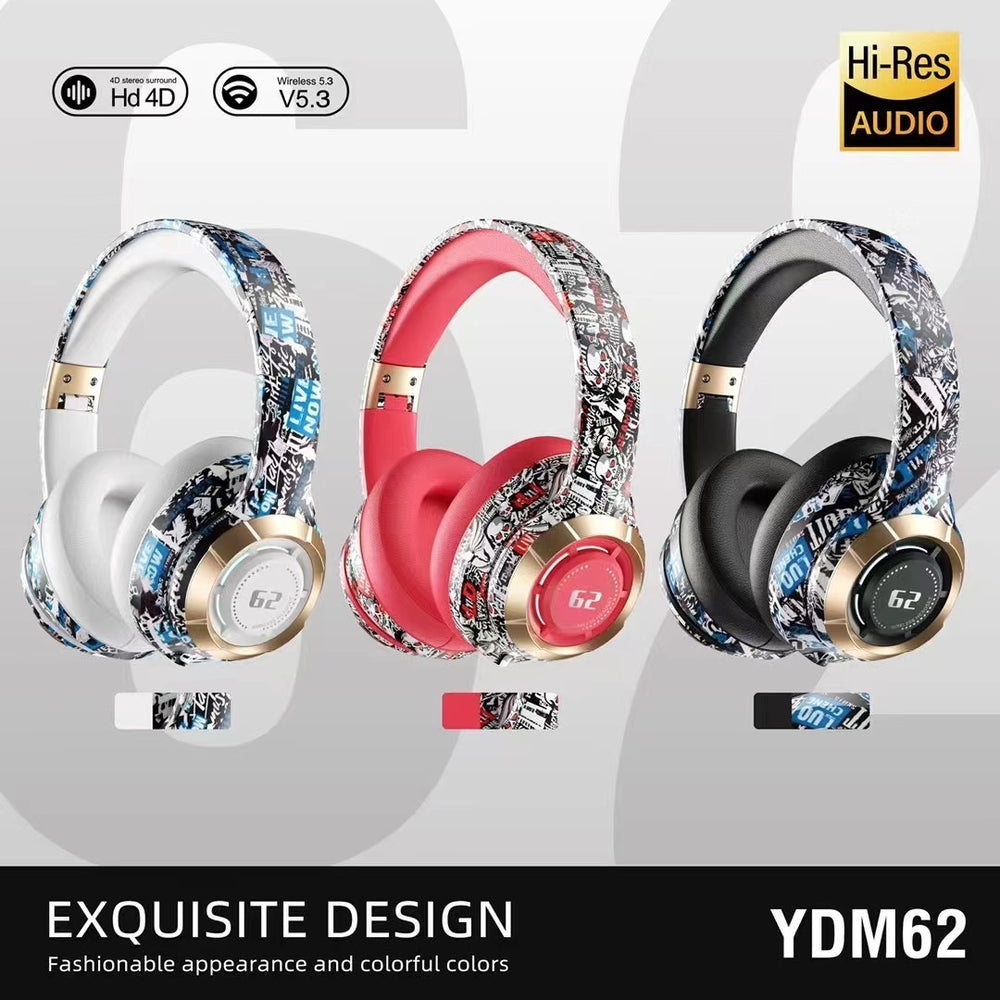 Skull Graffiti Bluetooth Headphones – Wireless Head-Mounted Style, 10m Range