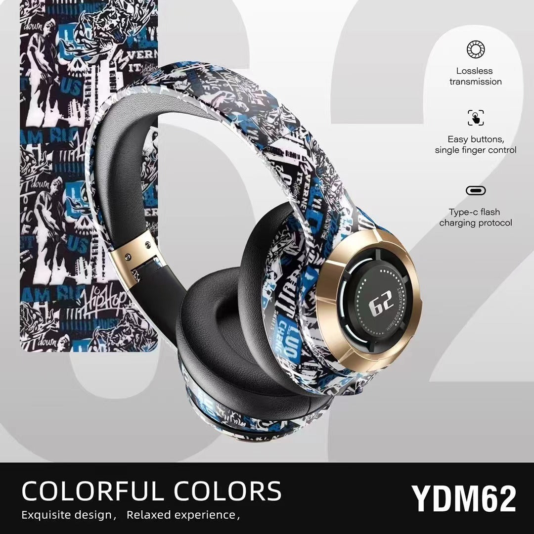 Skull Graffiti Bluetooth Headphones – Wireless Head-Mounted Style, 10m Range
