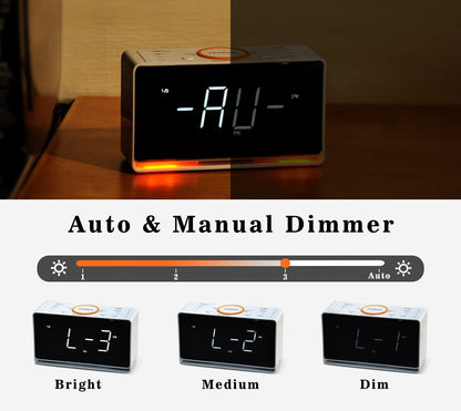 LED Alarm Clock Radio Speaker – Dual Alarm, USB Charger, Adjustable Dimmer