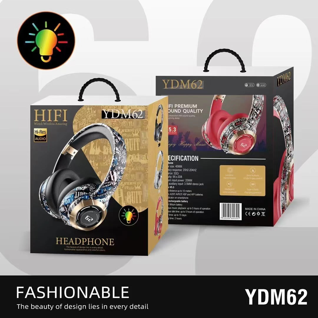 Skull Graffiti Bluetooth Headphones – Wireless Head-Mounted Style, 10m Range