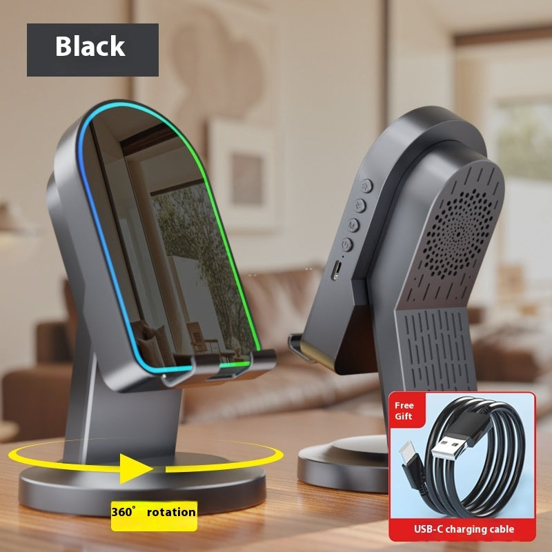 3-in-1 Induction Speaker Stand — Place & Play + Bluetooth + Adjustable Bracket