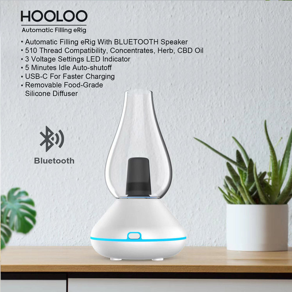 3-in-1 Water Glass Hookah Bluetooth Speaker – Wax & Dry Burner, Glass / Metal Build, USB-C