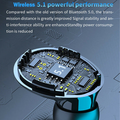 TWS 5.1 Sports Bluetooth Earphones – Waterproof, Ultra-Light Fit, Touch Control