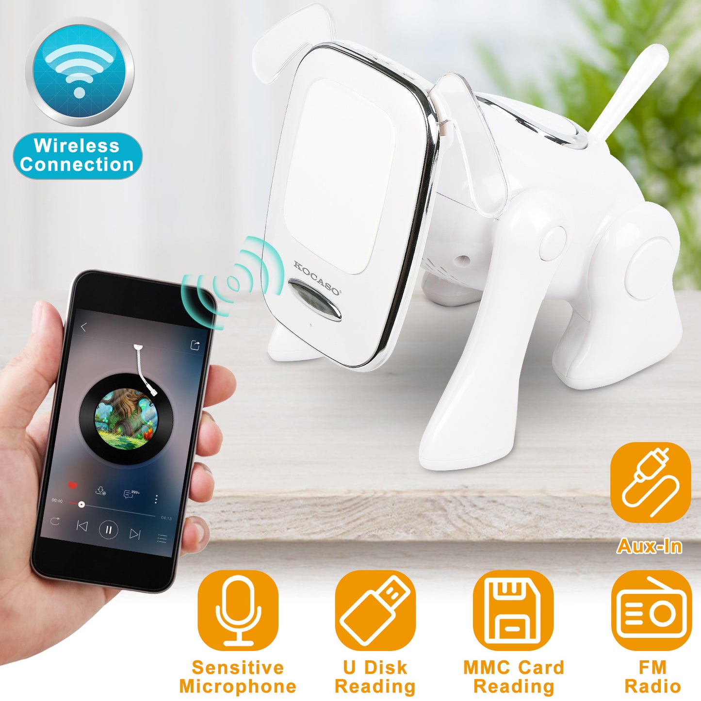 Puppy Dog Wireless Animal Speaker – Stereo, MMC Card & FM, Built-in Mic