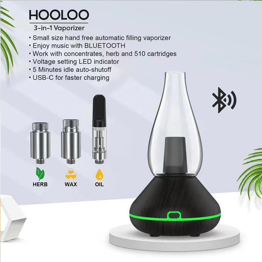 3-in-1 Water Glass Hookah Bluetooth Speaker – Wax & Dry Burner, Glass / Metal Build, USB-C