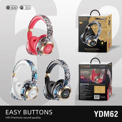 Skull Graffiti Bluetooth Headphones – Wireless Head-Mounted Style, 10m Range