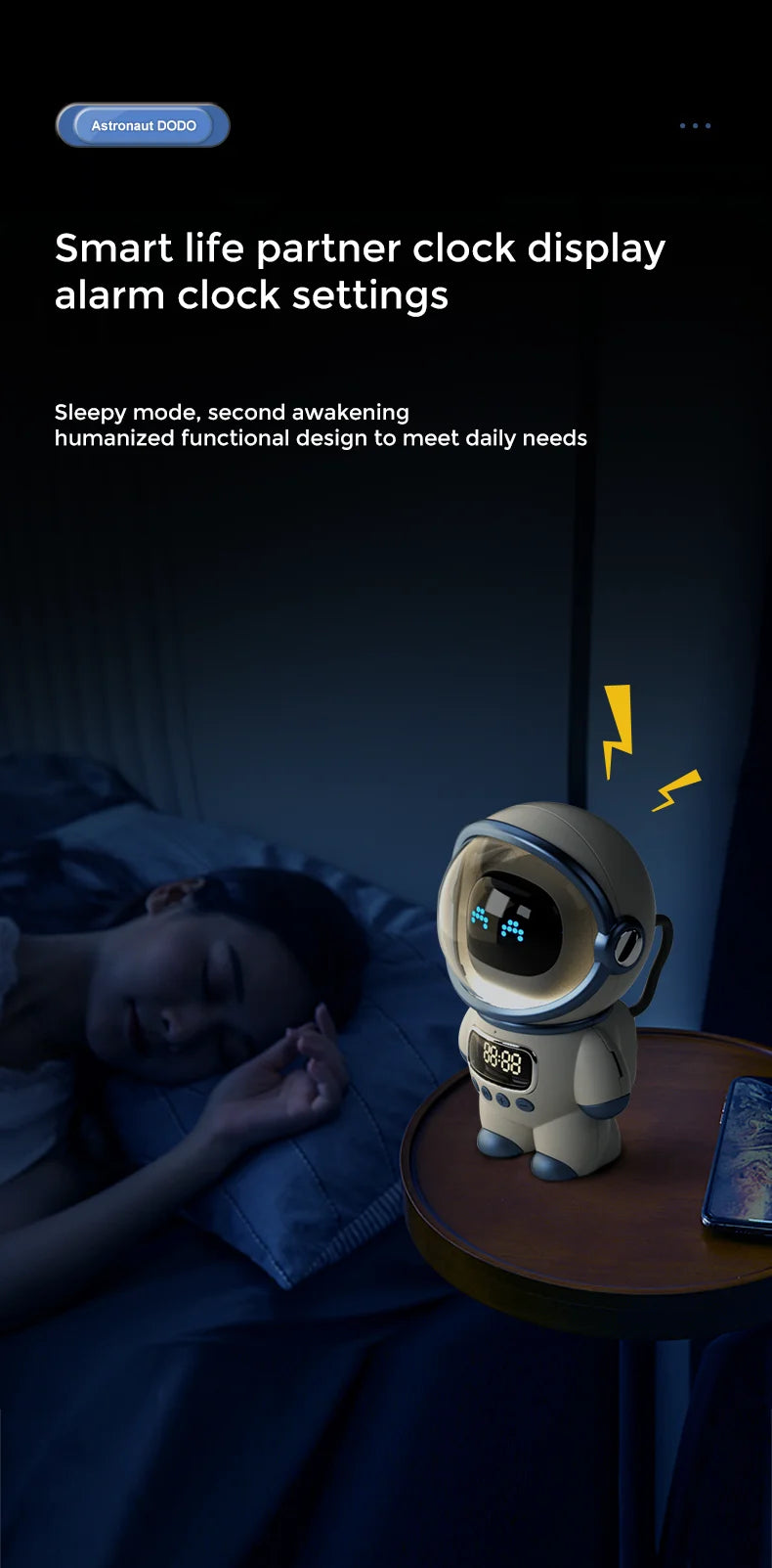 CosmoBeat™ Astronaut Bluetooth Speaker – Nightlight, FM Radio & Subwoofer