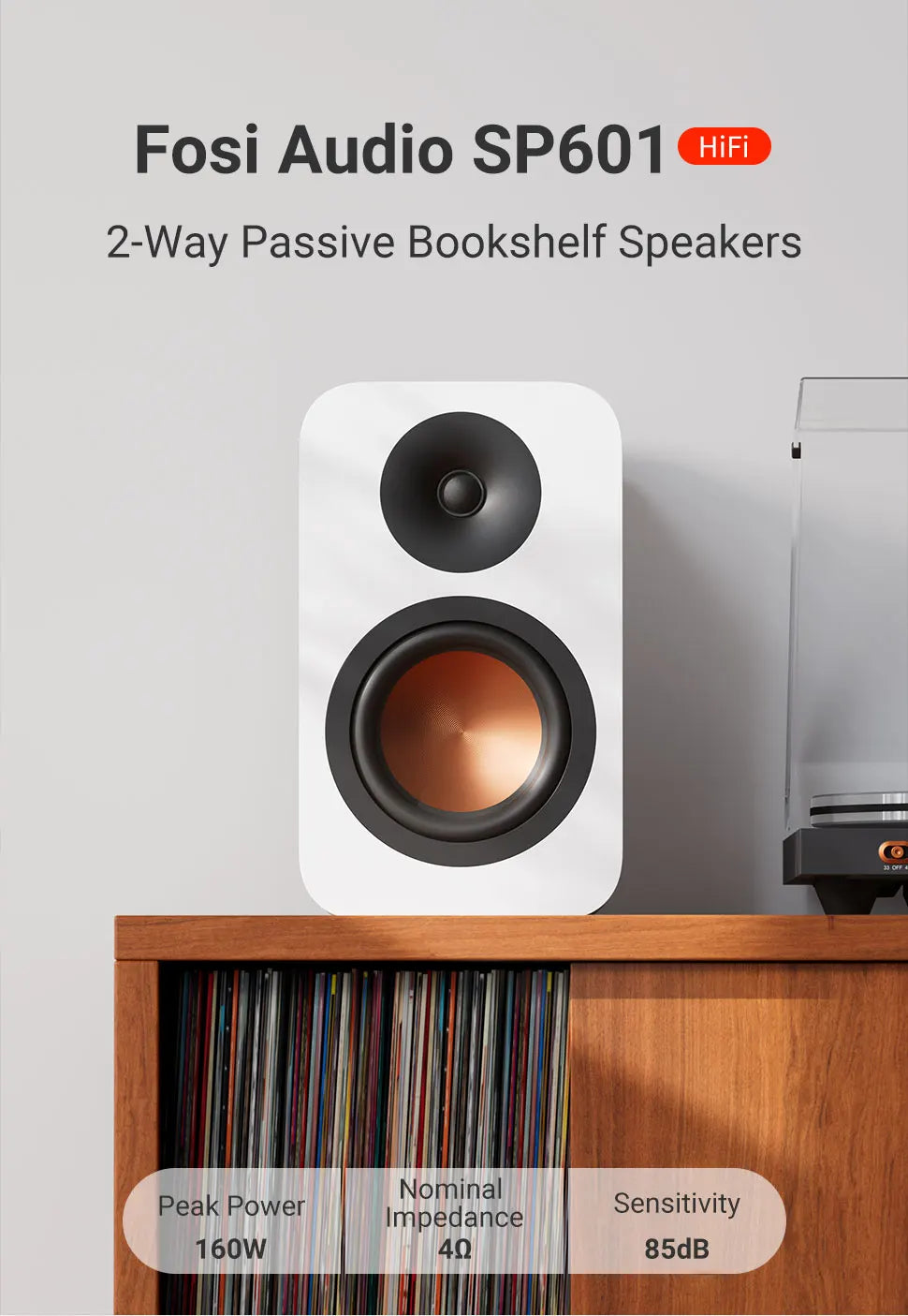 Fosi SP601 Hi-Fi Bookshelf Speakers