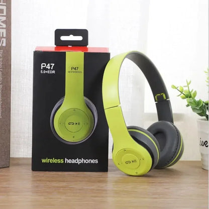 AeroBass™ P47 Wireless Headphones – Foldable Bluetooth 5.0 Stereo with Mic