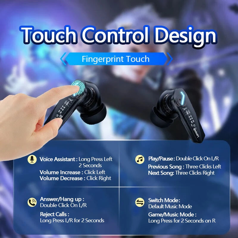 Lenovo GM2 Pro Gaming Earphones Bluetooth 5.3 Sport - Edmund & Co.