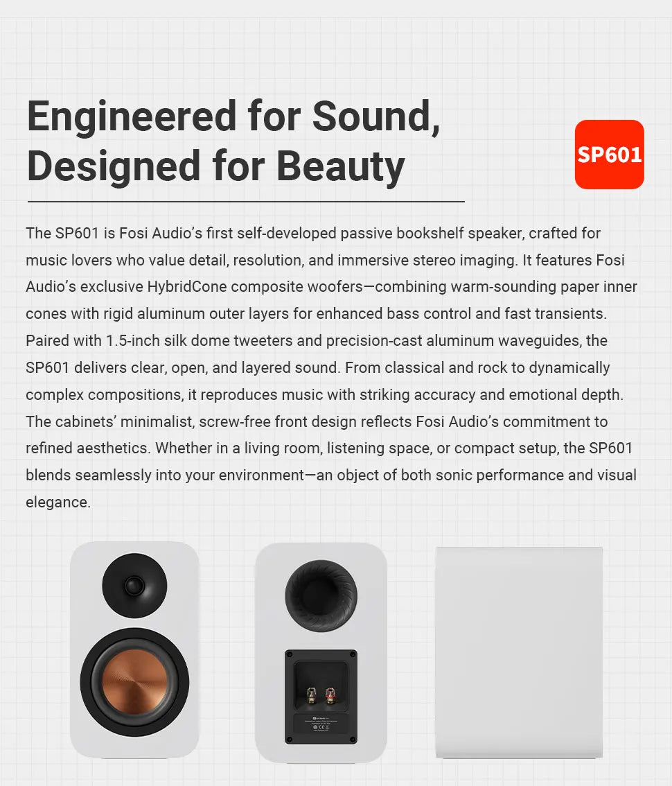 Fosi SP601 Hi-Fi Bookshelf Speakers