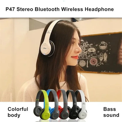 AeroBass™ P47 Wireless Headphones – Foldable Bluetooth 5.0 Stereo with Mic