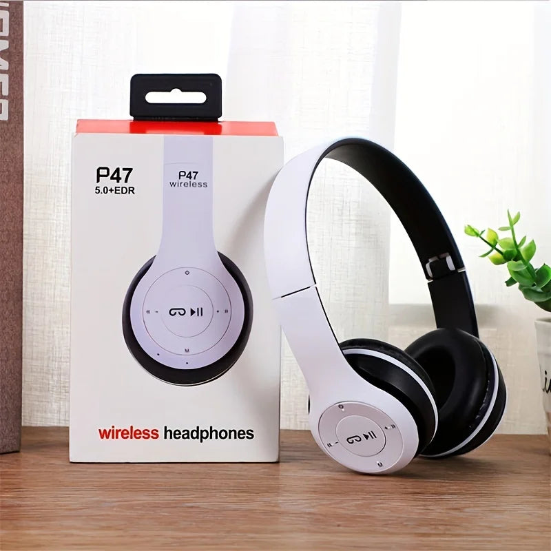 AeroBass™ P47 foldable wireless over-ear headphones with mic, black finish