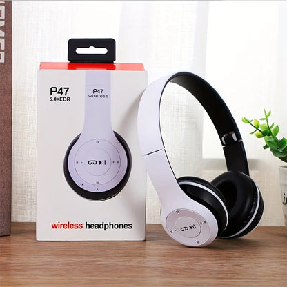 AeroBass™ P47 Wireless Headphones – Foldable Bluetooth 5.0 Stereo with Mic
