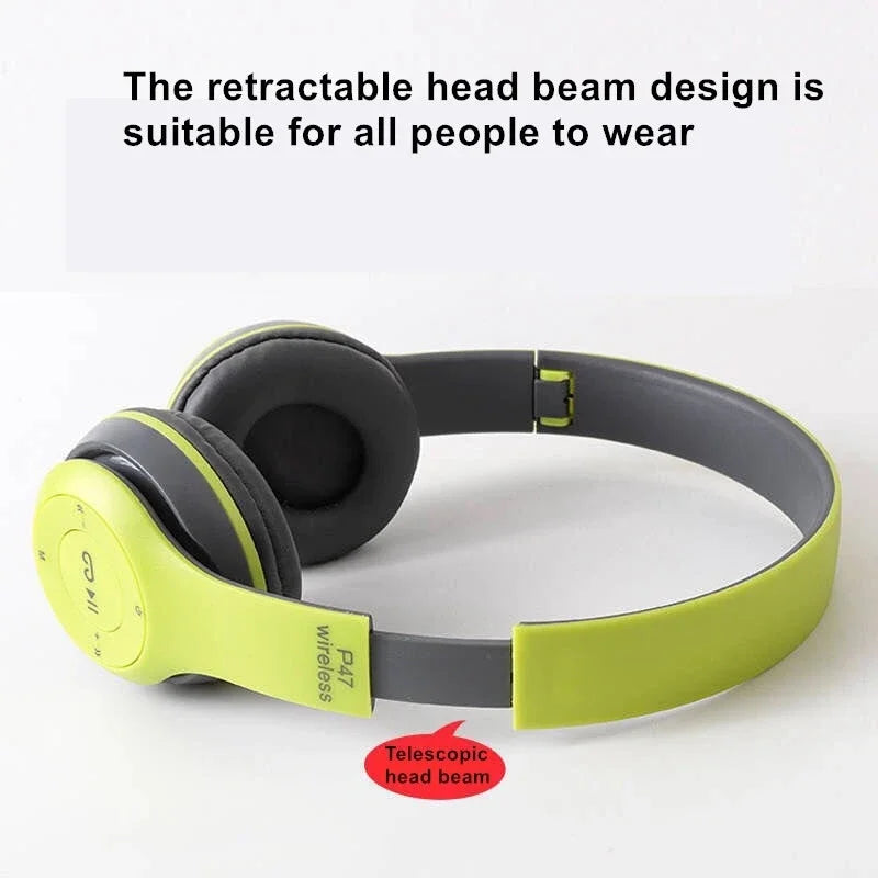 AeroBass™ P47 Wireless Headphones – Foldable Bluetooth 5.0 Stereo with Mic