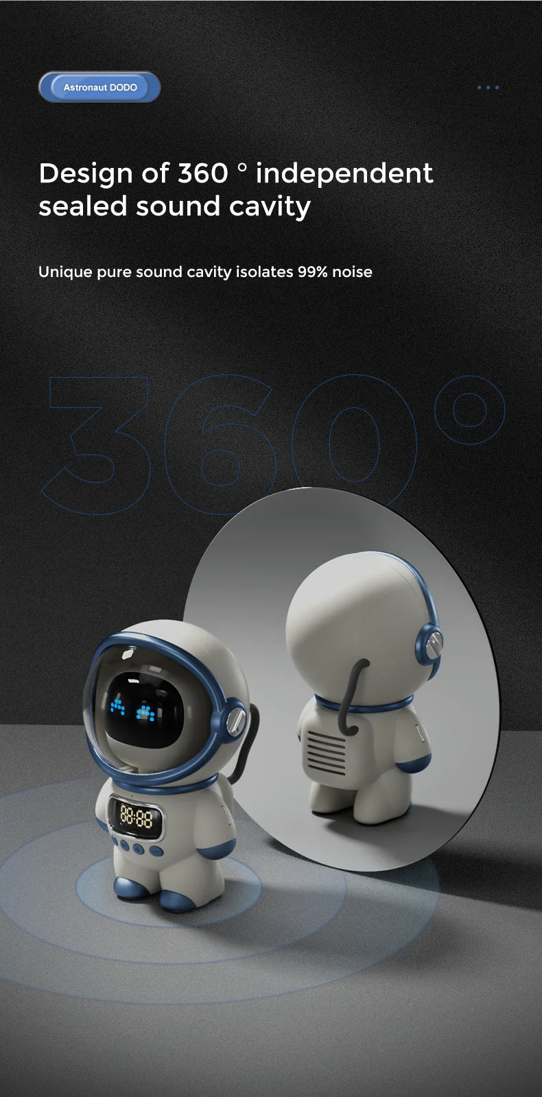 CosmoBeat™ Astronaut Bluetooth Speaker – Nightlight, FM Radio & Subwoofer