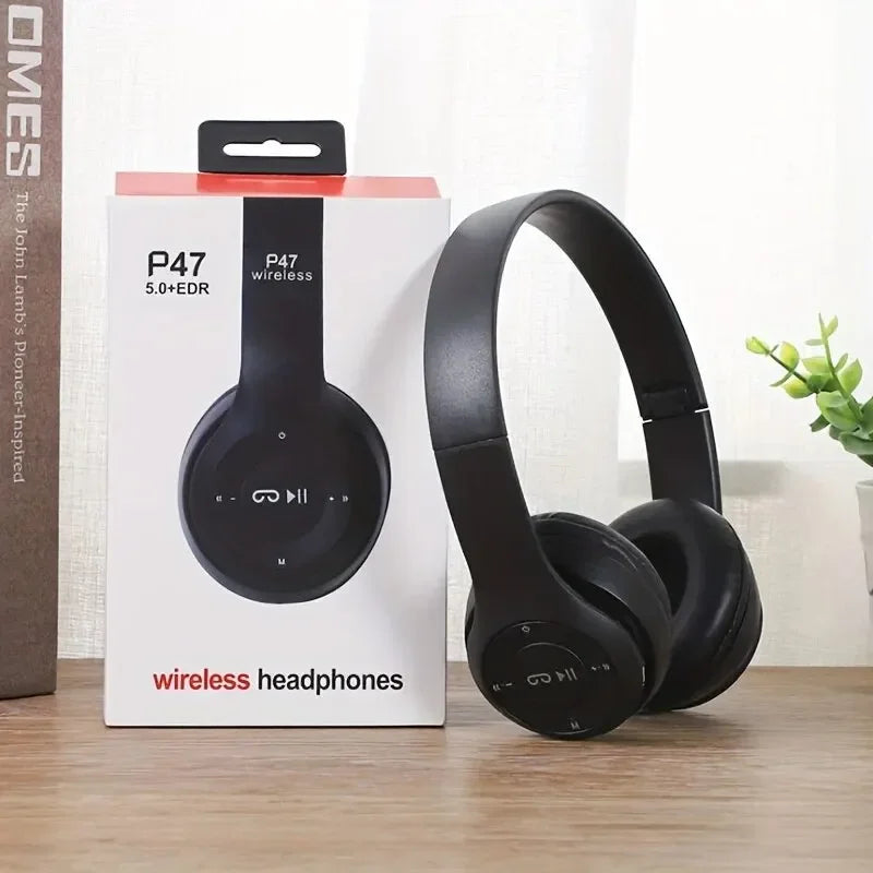 AeroBass™ P47 Wireless Headphones – Foldable Bluetooth 5.0 Stereo with Mic