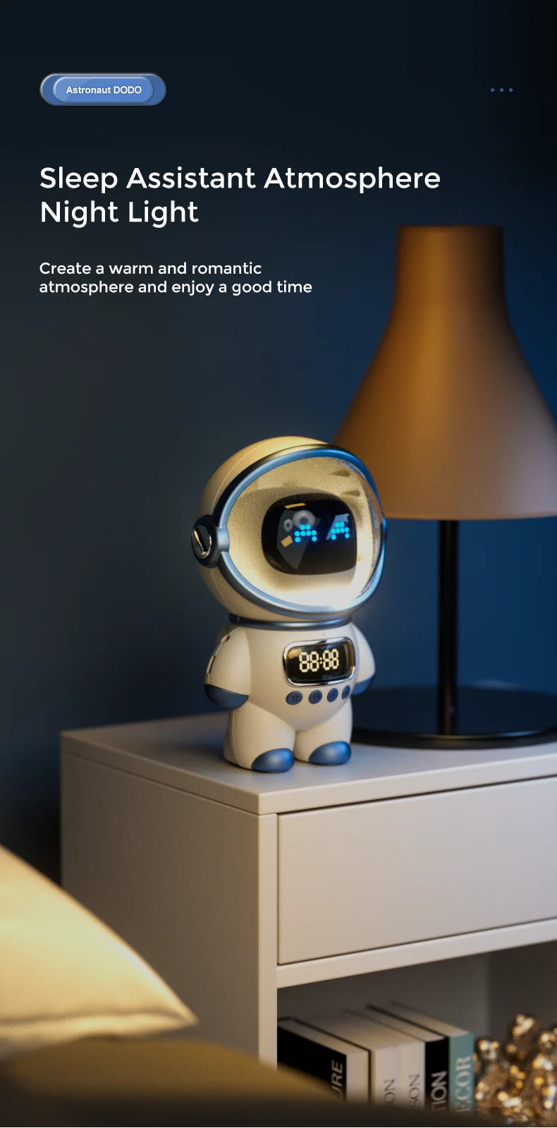 CosmoBeat™ Astronaut Bluetooth Speaker – Nightlight, FM Radio & Subwoofer