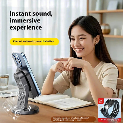 3-in-1 Induction Speaker Stand — Place & Play + Bluetooth + Adjustable Bracket
