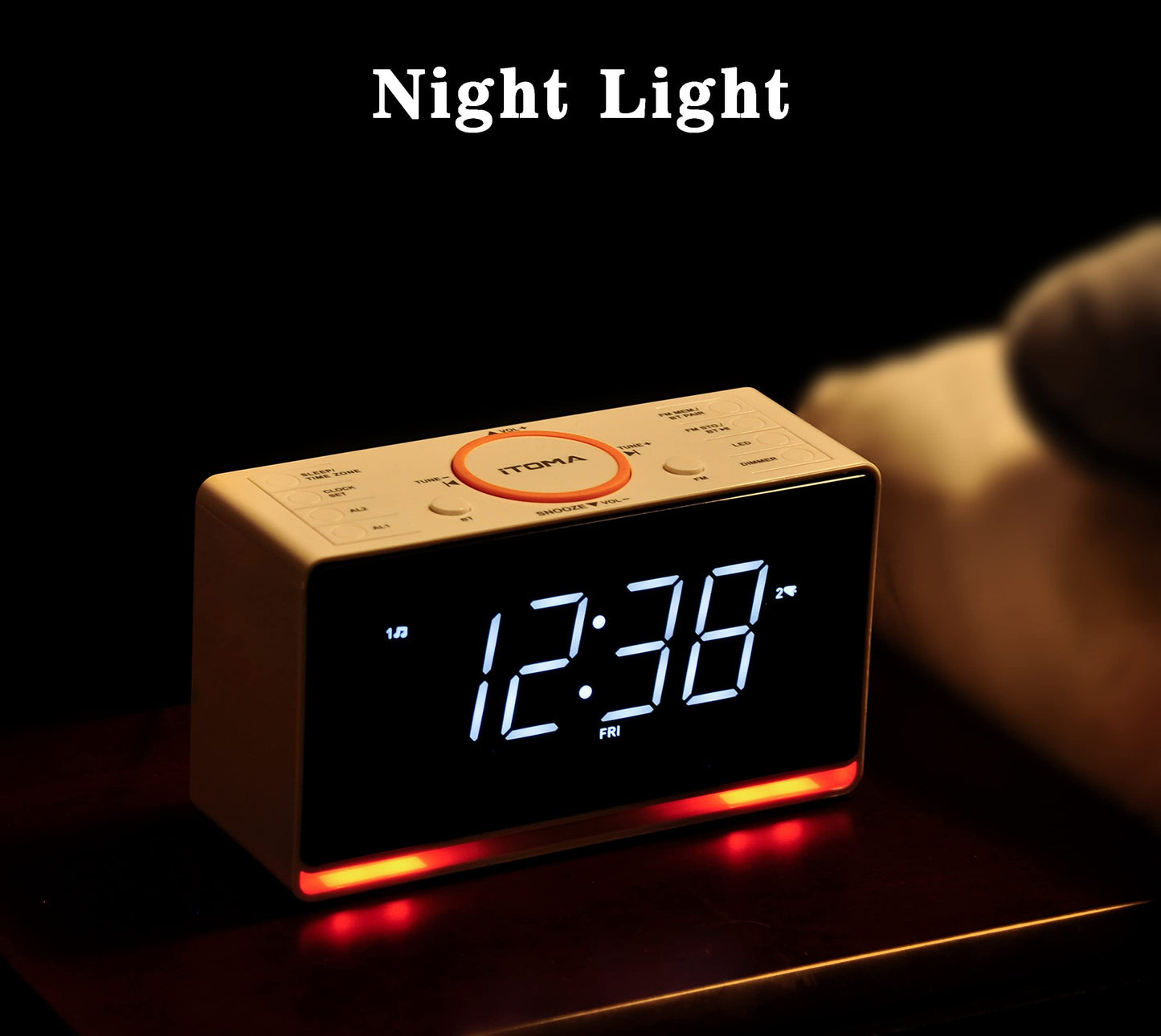 LED Alarm Clock Radio Speaker – Dual Alarm, USB Charger, Adjustable Dimmer