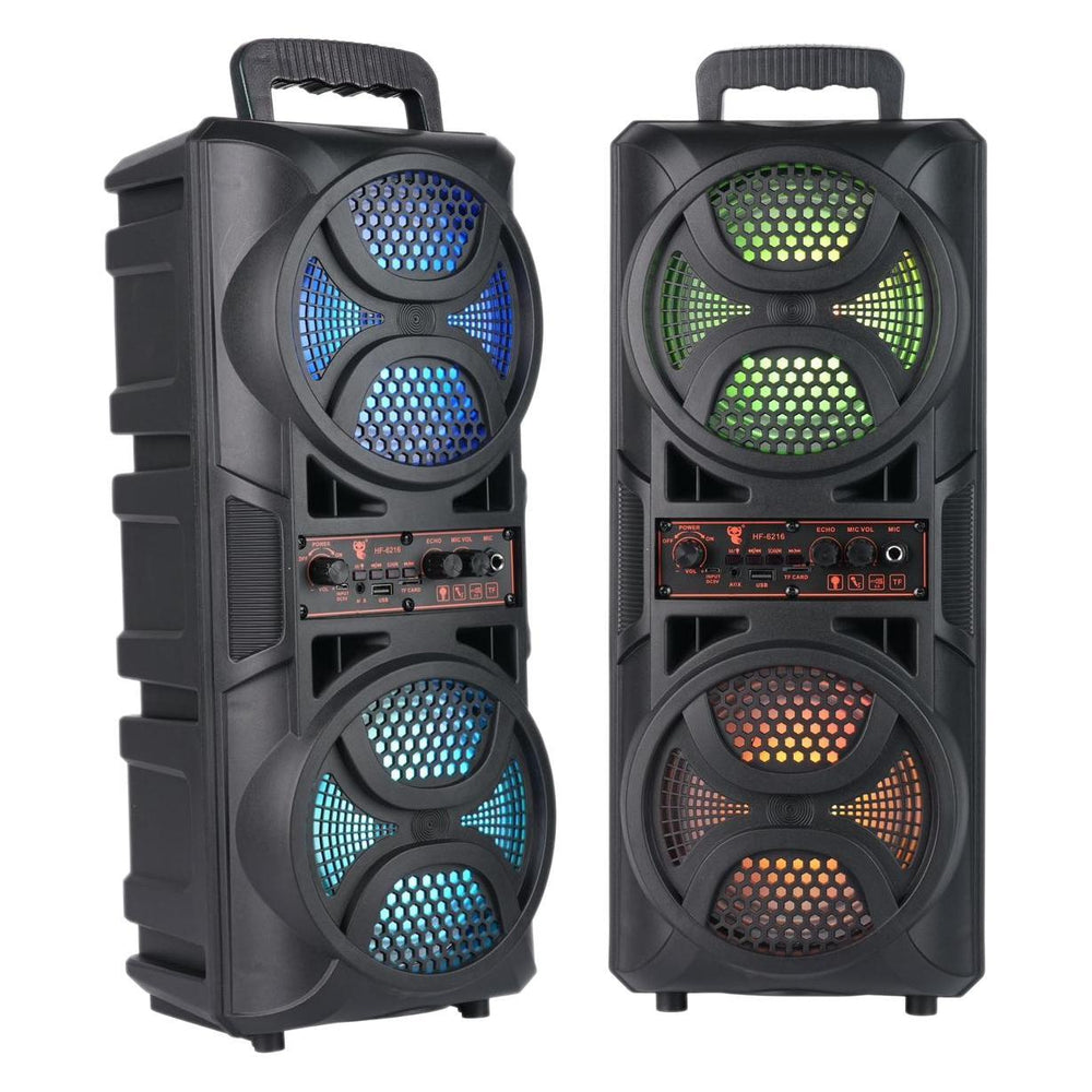 Dual 6.5-inch RGB Square Dance Speaker – 16 W Large Volume, Card/USB/Bluetooth